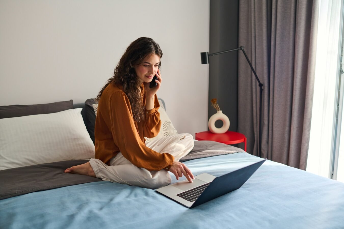 professional working on the bed
